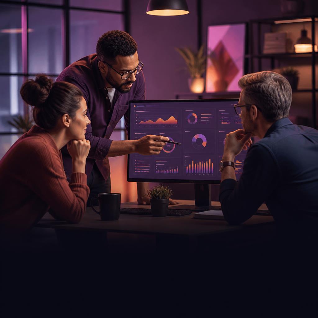 How AI Is Reshaping the Role of the Digital Marketing Team — Leadous Articles & Insights Digital marketing team collaborating around AI-assisted campaign analytics.