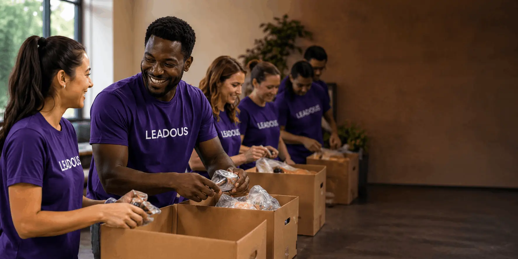 Leadous volunteers working together at a community event